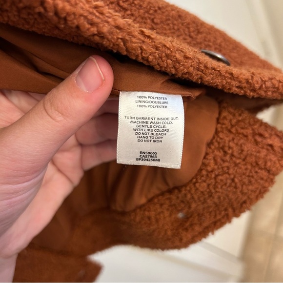 Nordstrom BP Rust Burnt Orange Sherpa Jacket Size Small Lined and Cozy - Picture 4 of 7